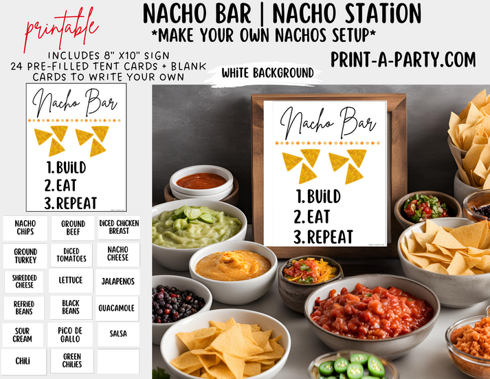 NACHO BAR | NACHO STATION Setup - White | Nacho Bar Sign | Food Statio ...