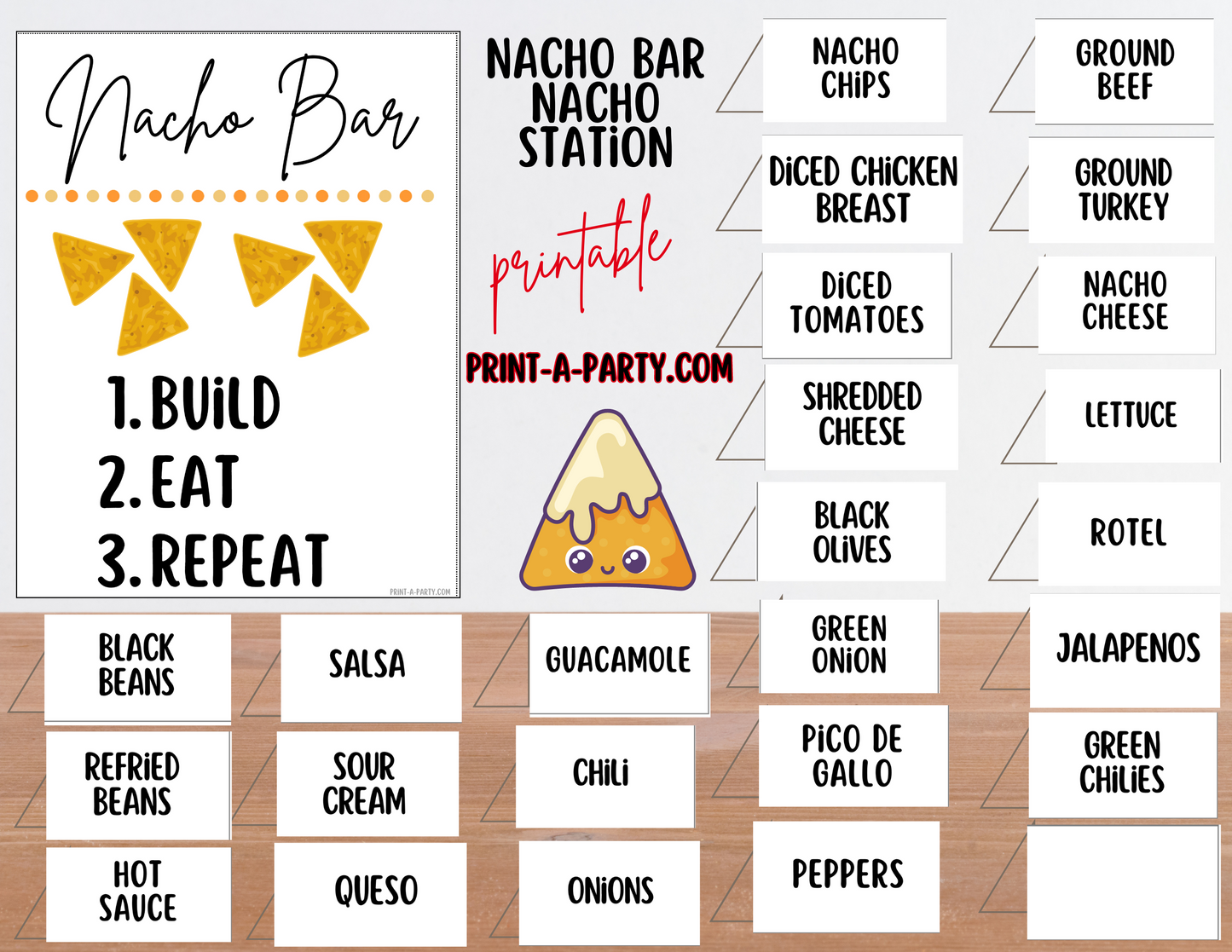 NACHO BAR | NACHO STATION Setup - White | Nacho Bar Sign | Food Station for Party | Food Bar for Party | Party | Cinco de Mayo | Shower | DIY Nacho Bar