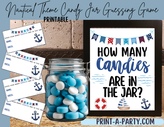 CANDY JAR GUESSING GAME - Nautical Baby Shower Candy Guessing Game – Printable Ocean Theme