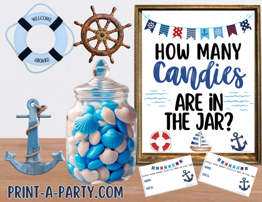 CANDY JAR GUESSING GAME - Nautical Baby Shower Candy Guessing Game – Printable Ocean Theme