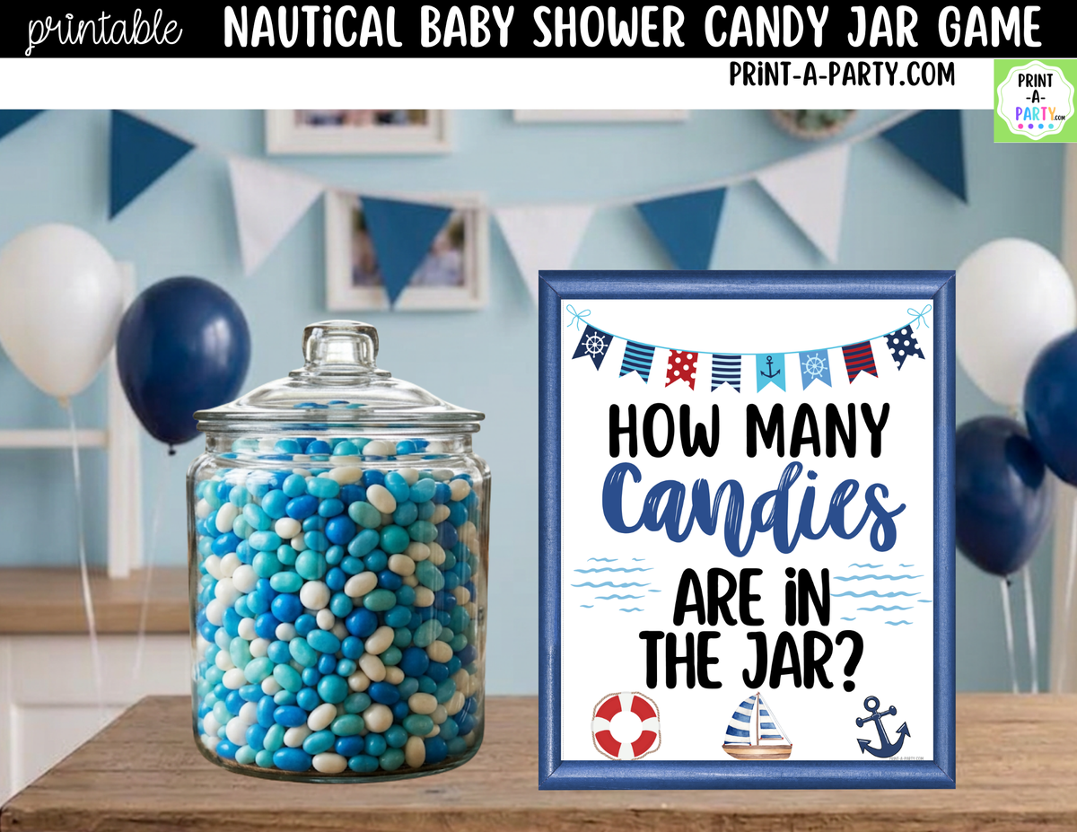 Nautical Candy Jar Guessing Game Printable | Sign & Cards