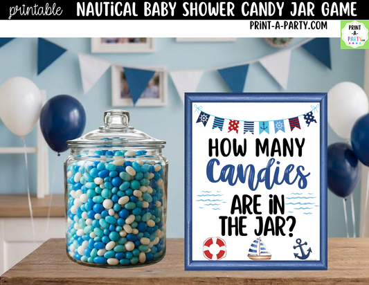 Nautical Candy Jar Guessing Game Printable | Sign & Cards