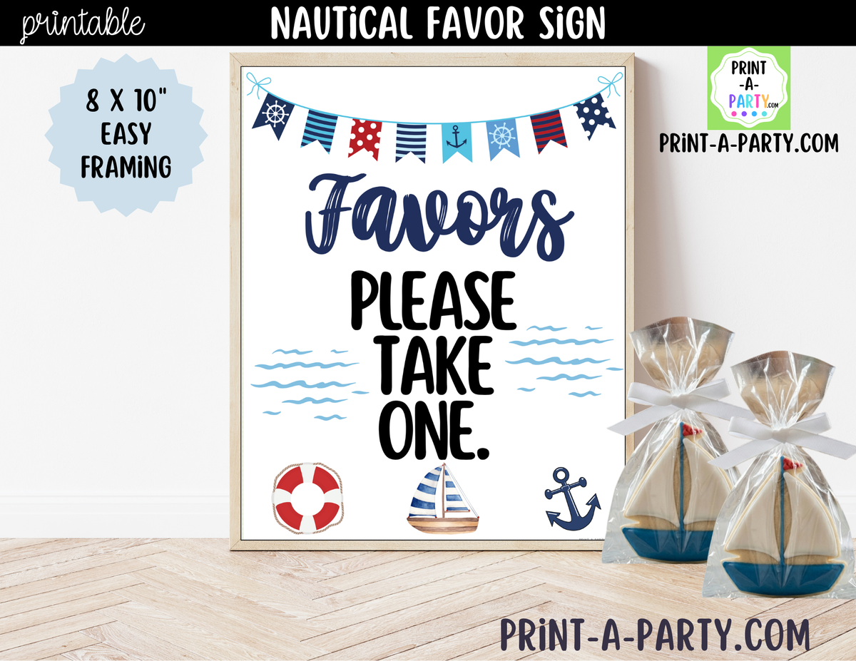 Nautical Party Favor Sign Printable | Please Take One