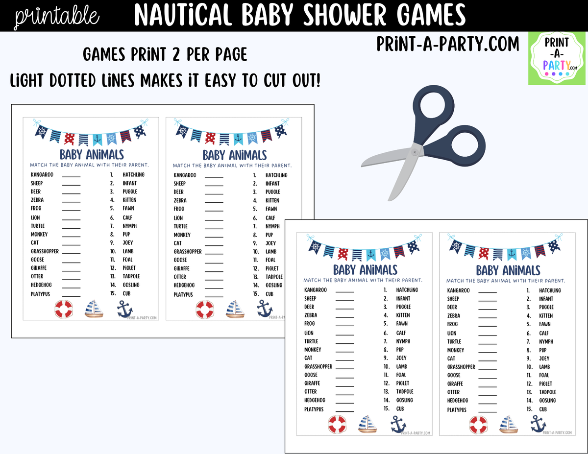 Nautical Baby Shower Games Printable | Sailor & Coastal Bundle