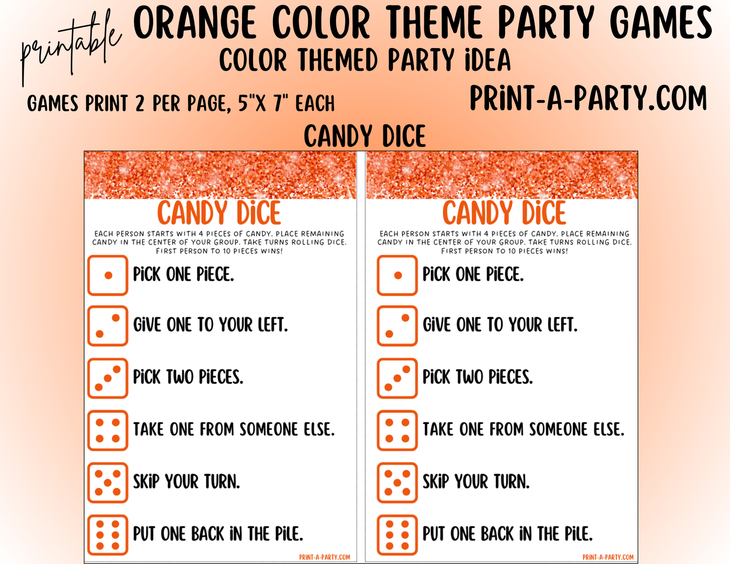 GAMES: COLOR PARTY ORANGE THEME | Color Party | Orange Party Games | Orange Party Ideas | INSTANT DOWNLOAD