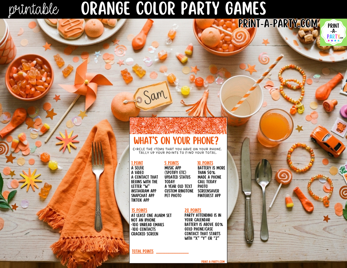 Orange Party Games Printable