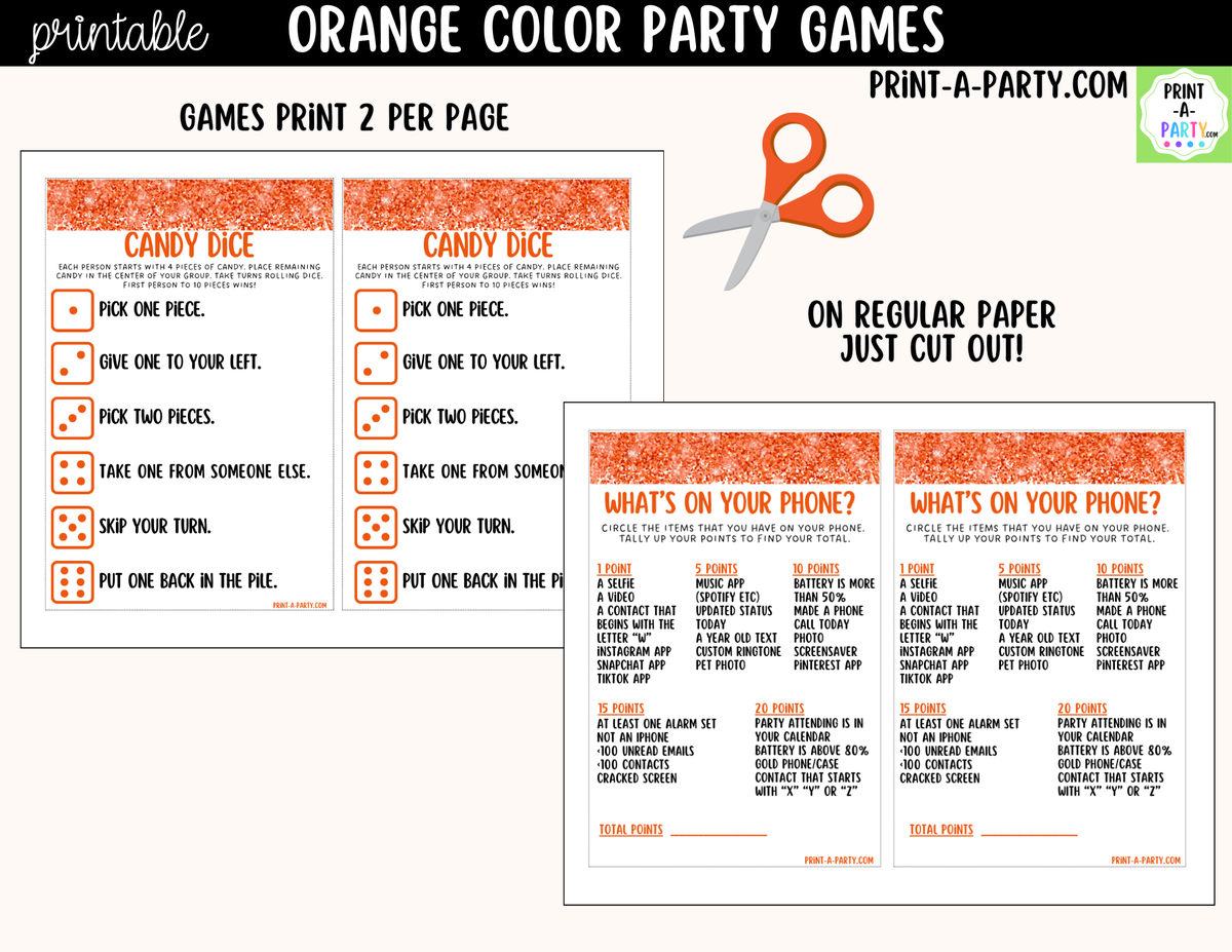 Orange Party Games Printable