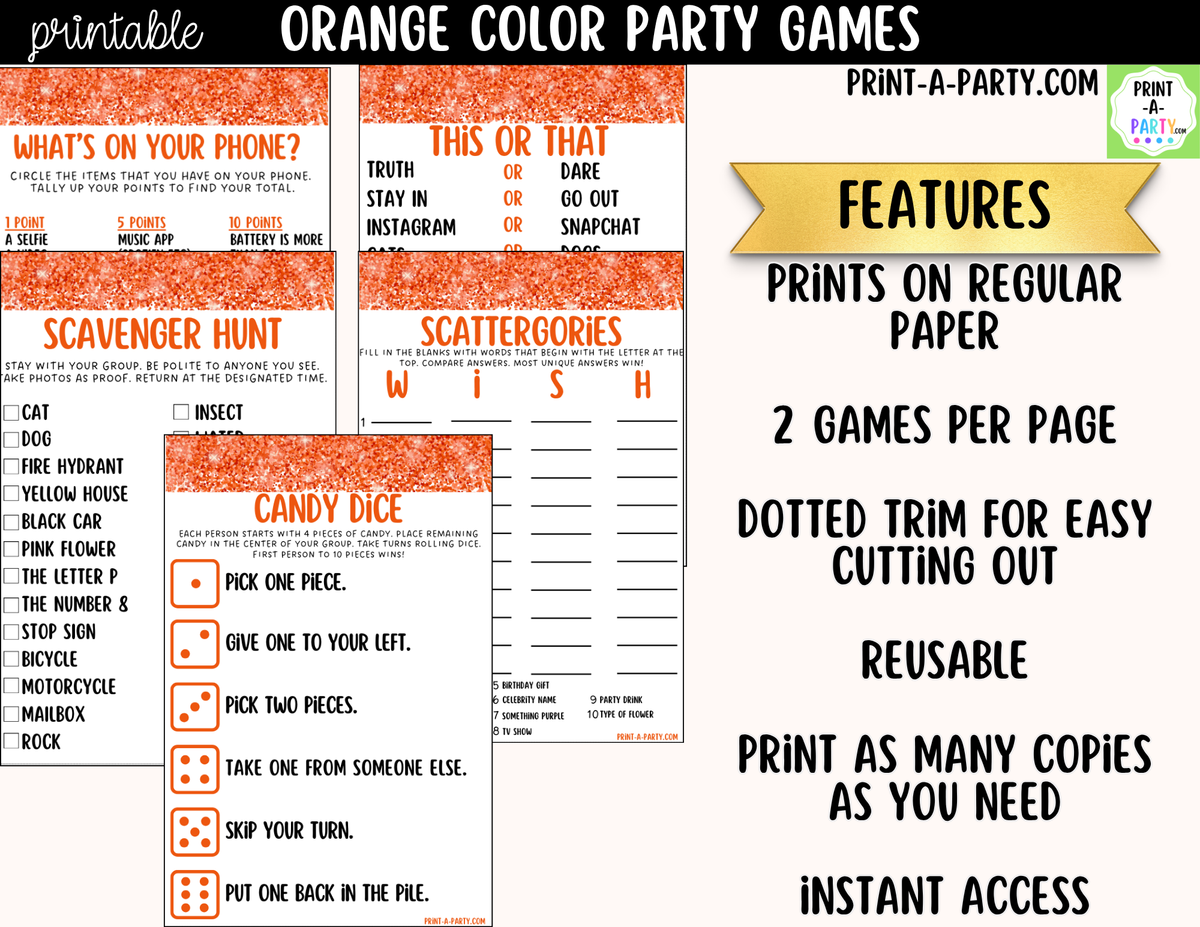 Orange Party Games Printable