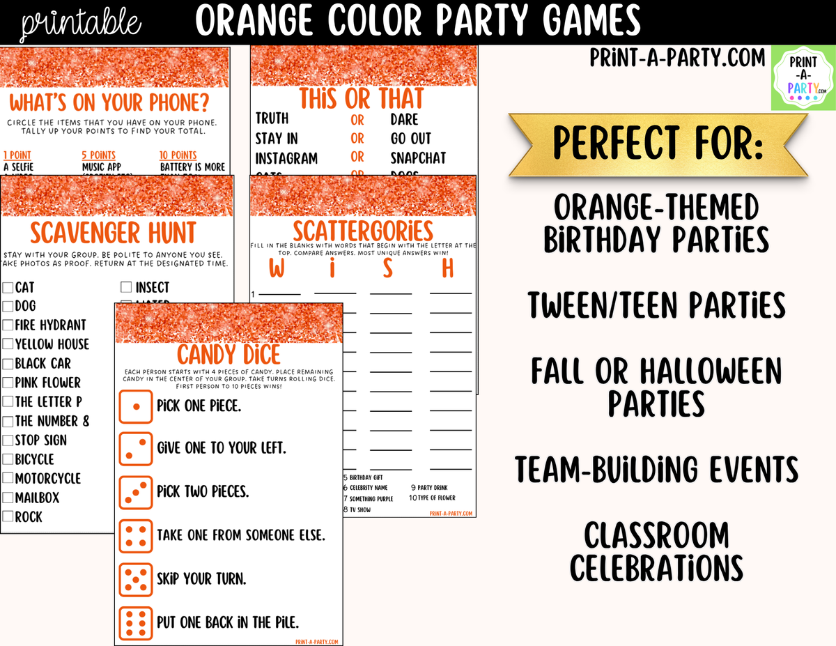 Orange Party Games Printable