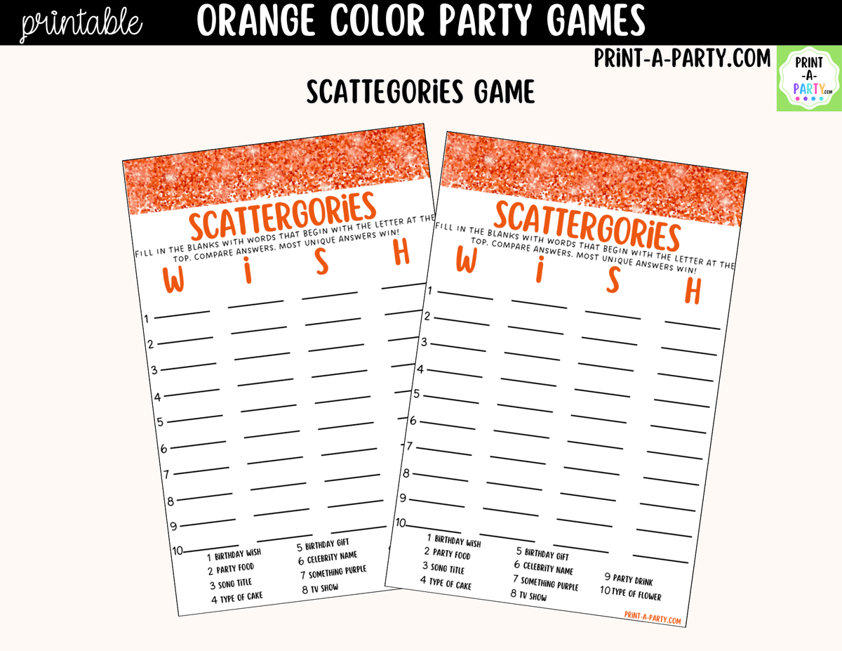 Orange Party Games Printable
