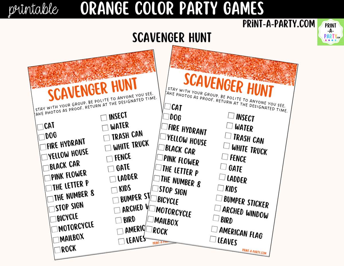 Orange Party Games Printable