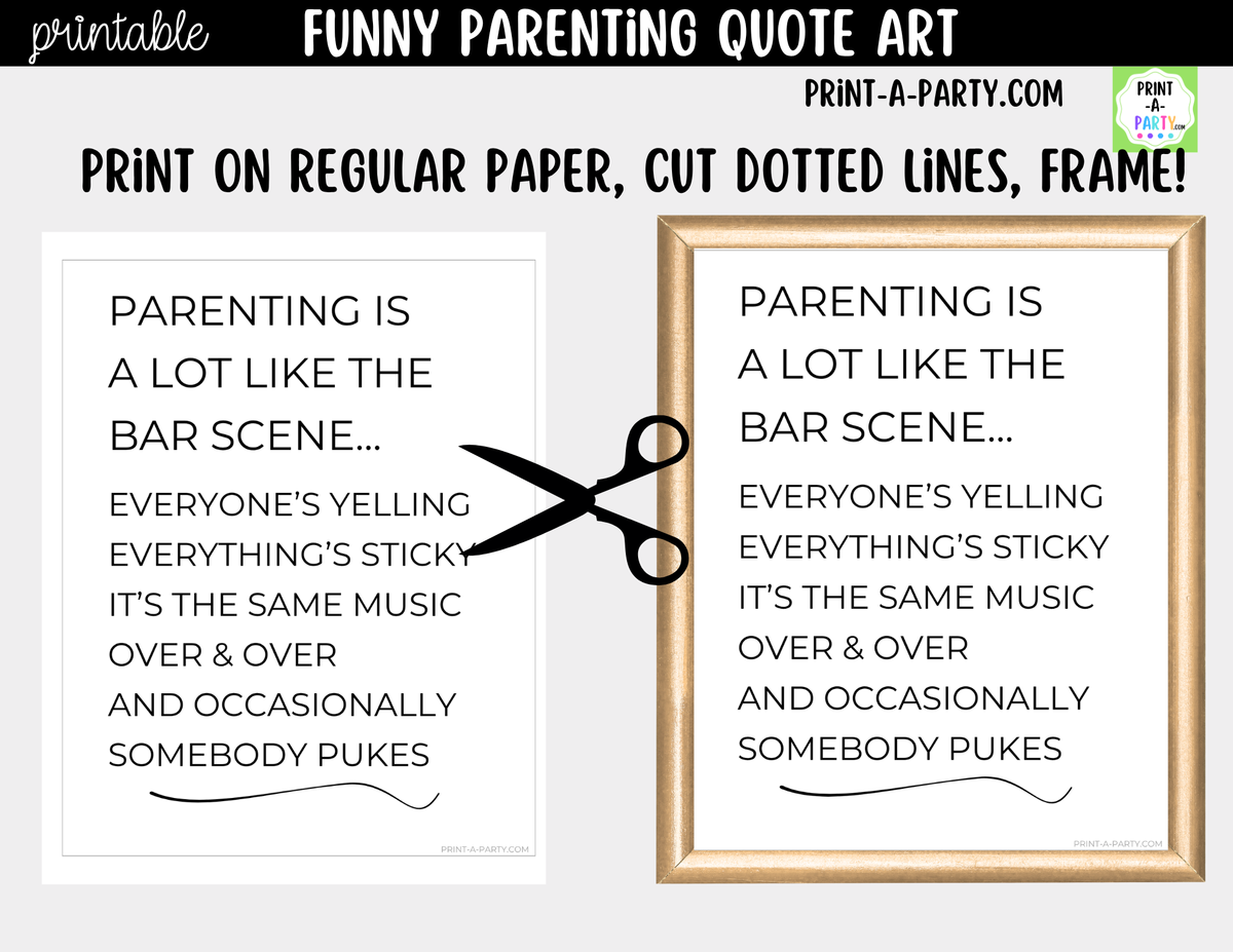 Funny Parenting Quote Wall Art Printable - Bar Scene