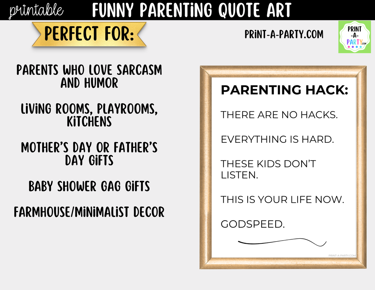 Funny Parenting Quote Wall Art Printable - Parenting Hack
