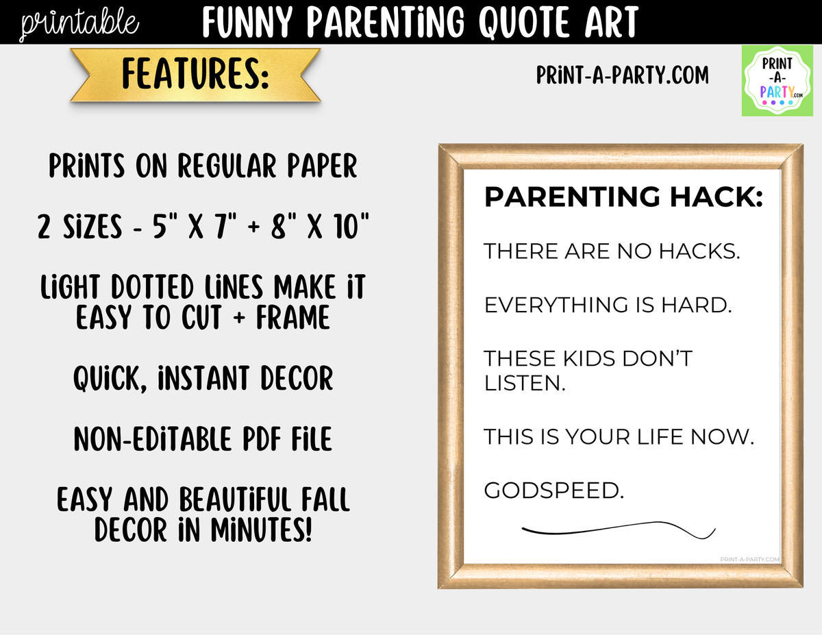 Funny Parenting Quote Wall Art Printable - Parenting Hack