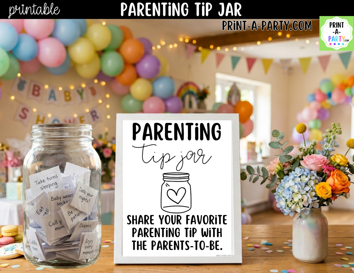 Parenting Tip Jar Printable Sign – Baby Shower Activity
