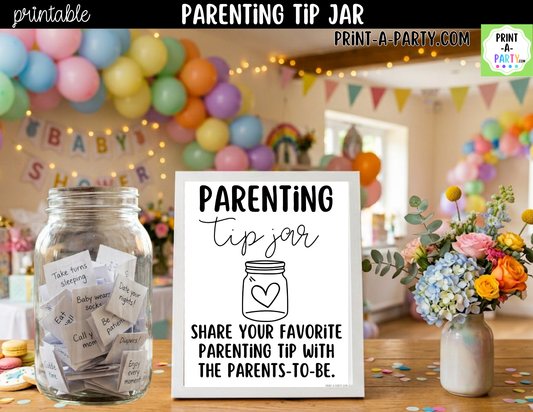 Parenting Tip Jar Printable Sign – Baby Shower Activity