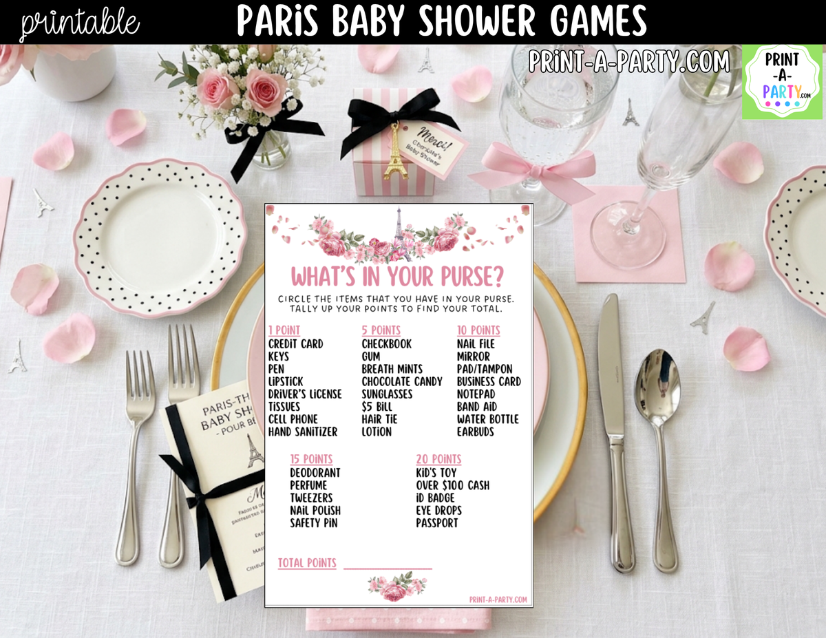 Paris Baby Shower Games Printable | Parisian Game Bundle