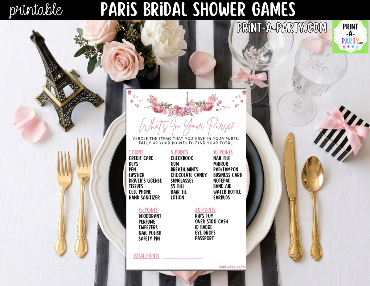 Paris Bridal Shower Games Printable | Pink Floral