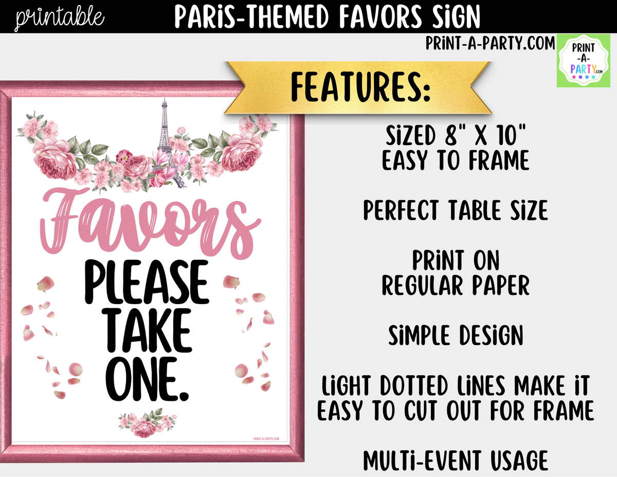 Paris Party Favor Sign Printable | Please Take One