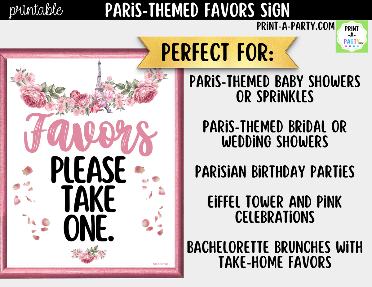 Paris Party Favor Sign Printable | Please Take One