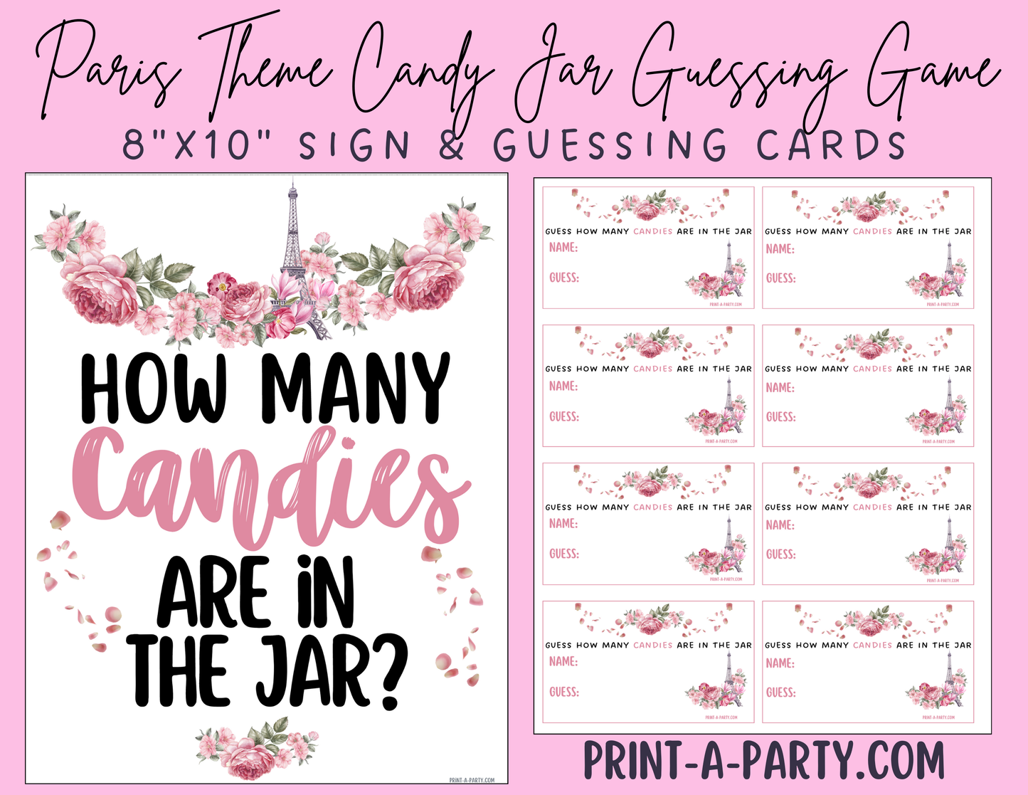 CANDY JAR GUESSING GAME for PARIS THEMED EVENT | How many candies in jar | Paris Baby Bridal Shower Fun | Paris Baby Bridal Shower Idea | Paris Party Idea