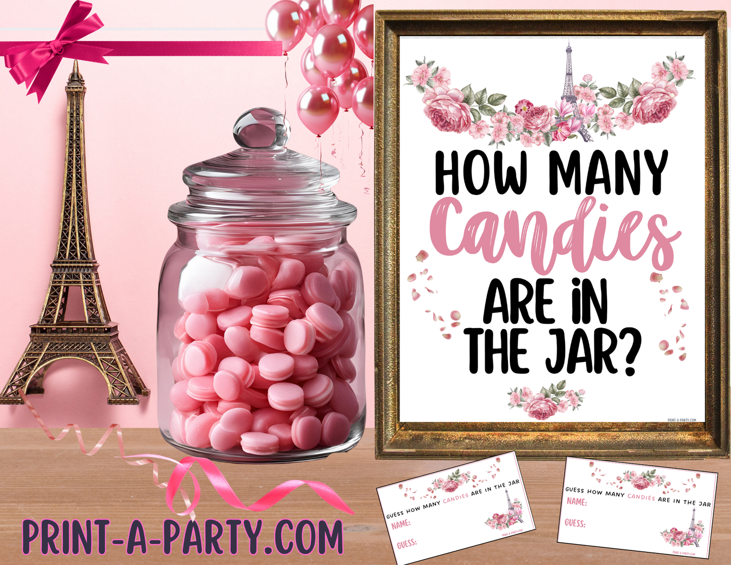 CANDY JAR GUESSING GAME for PARIS THEMED EVENT | How many candies in jar | Paris Baby Bridal Shower Fun | Paris Baby Bridal Shower Idea | Paris Party Idea