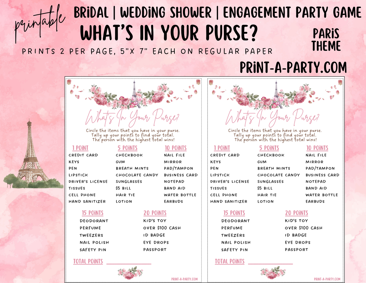 GAME BUNDLE: Bridal Paris Shower Game Bundle | Paris Bridal Theme | Paris Wedding Shower | INSTANT DOWNLOAD