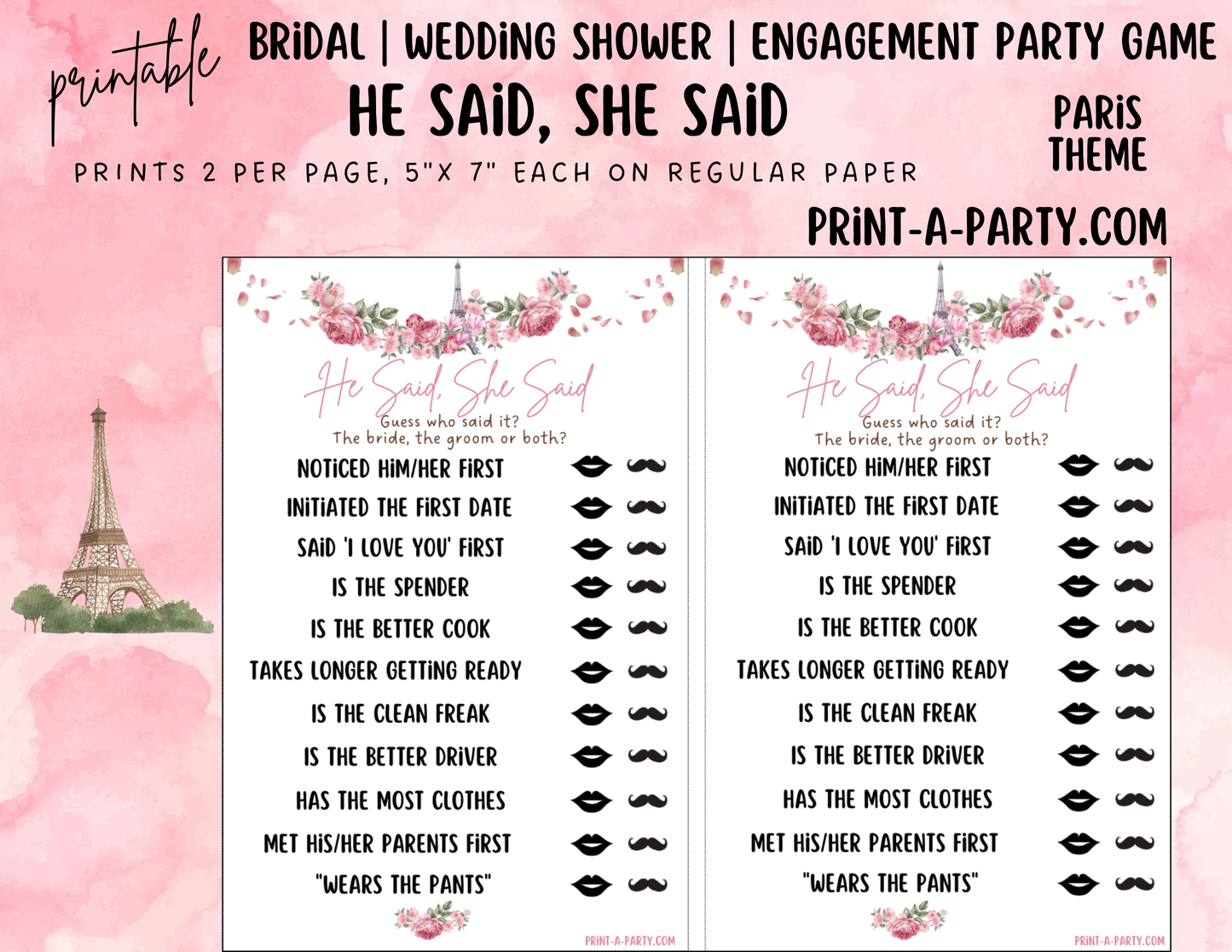 GAME BUNDLE: Bridal Paris Shower Game Bundle | Paris Bridal Theme | Paris Wedding Shower | INSTANT DOWNLOAD