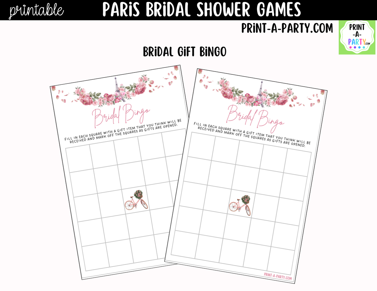 Paris Bridal Shower Games Printable | Pink Floral