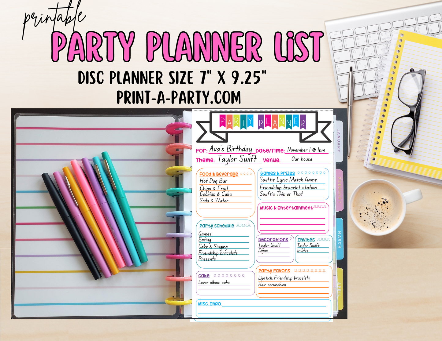 Party Planning Checklist Page | Birthday Party Checklist | Classic Happy Planner | Planner Printable