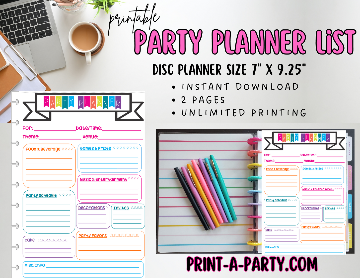 Party Planning Checklist Page | Birthday Party Checklist | Classic Happy Planner | Planner Printable