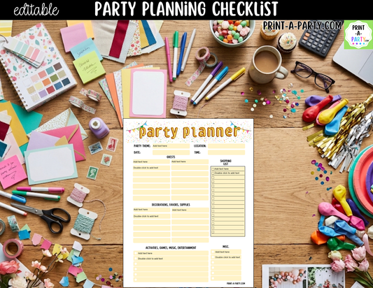 Party Planning Checklist Printable | Editable Canva Template