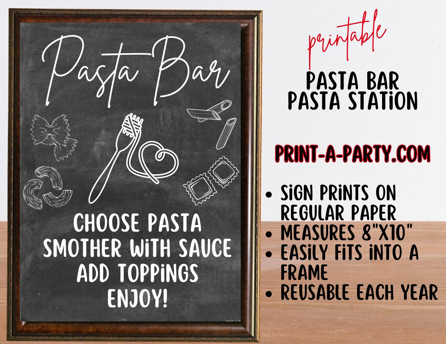 PASTA BAR | PASTA STATION Setup - Chalkboard | Pasta Bar Sign | Food Station for Party | Food Bar for Party | Party | Shower | DIY Pasta Bar