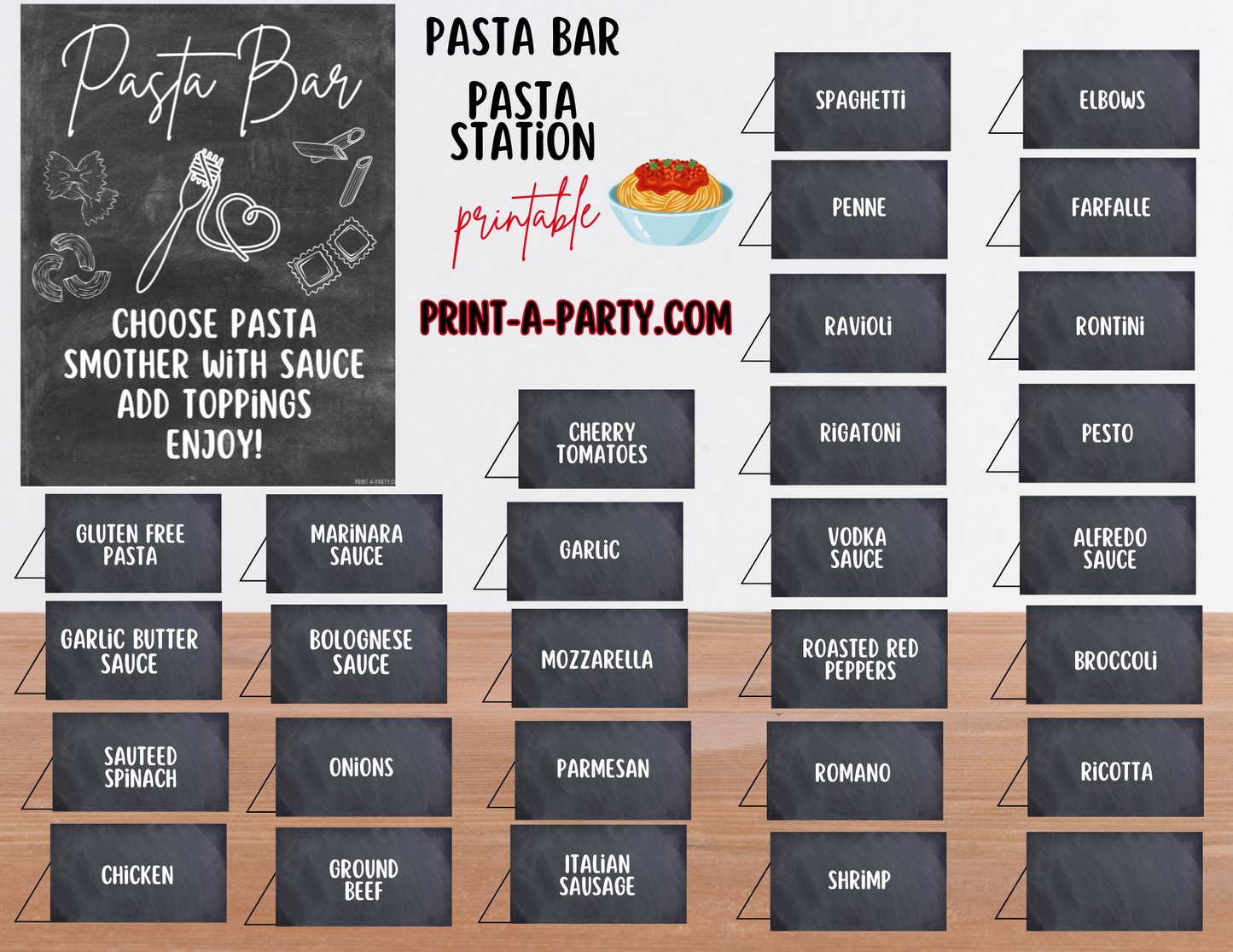 PASTA BAR | PASTA STATION Setup - Chalkboard | Pasta Bar Sign | Food Station for Party | Food Bar for Party | Party | Shower | DIY Pasta Bar