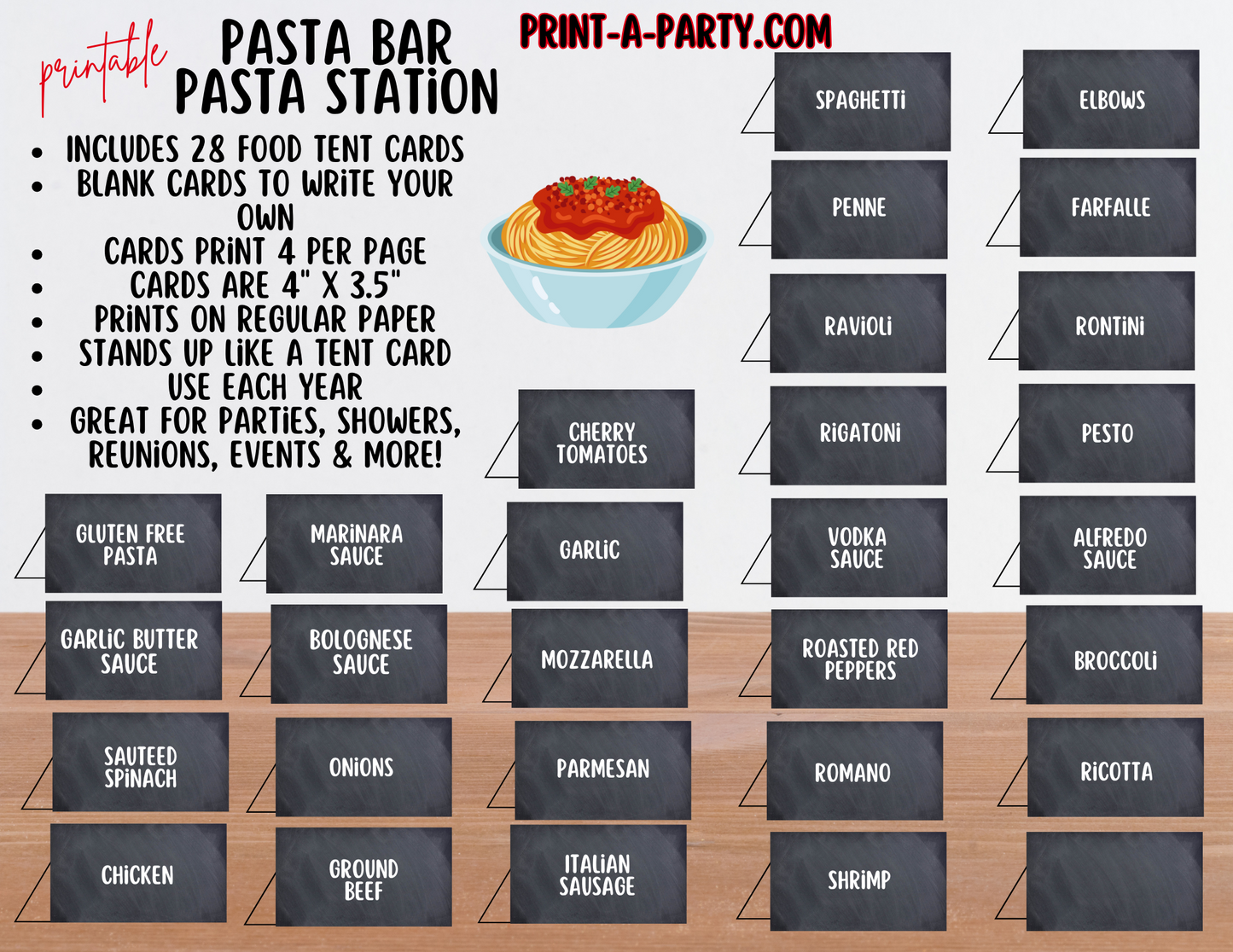 PASTA BAR | PASTA STATION Setup - Chalkboard | Pasta Bar Sign | Food Station for Party | Food Bar for Party | Party | Shower | DIY Pasta Bar