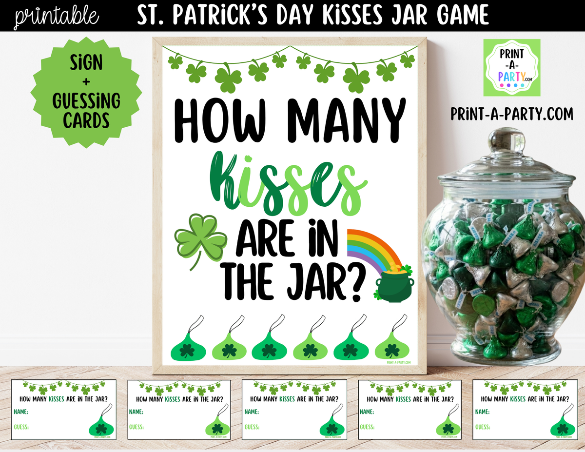 St. Patrick's Day Kisses Jar Guessing Game Printable