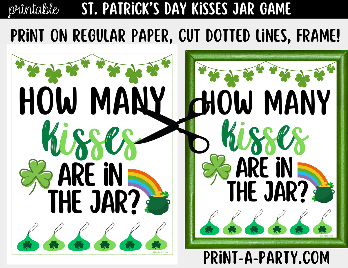 St. Patrick's Day Kisses Jar Guessing Game Printable