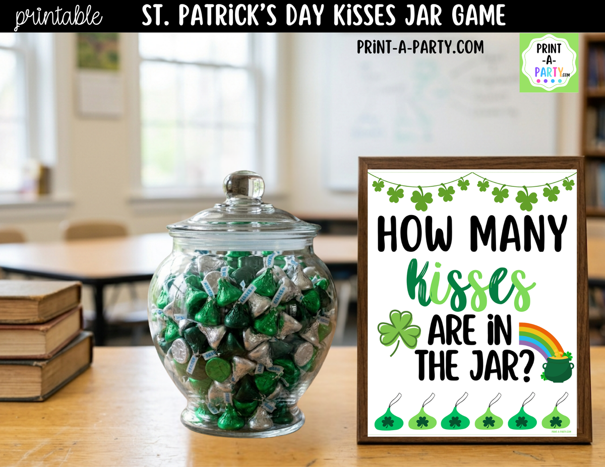 St. Patrick's Day Kisses Jar Guessing Game Printable