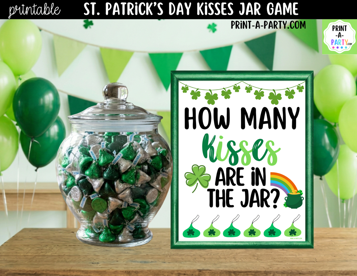 St. Patrick's Day Kisses Jar Guessing Game Printable