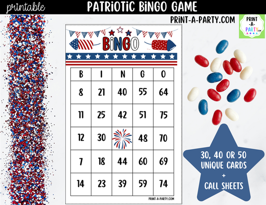 Patriotic Bingo Printable | 4th of July Number Game