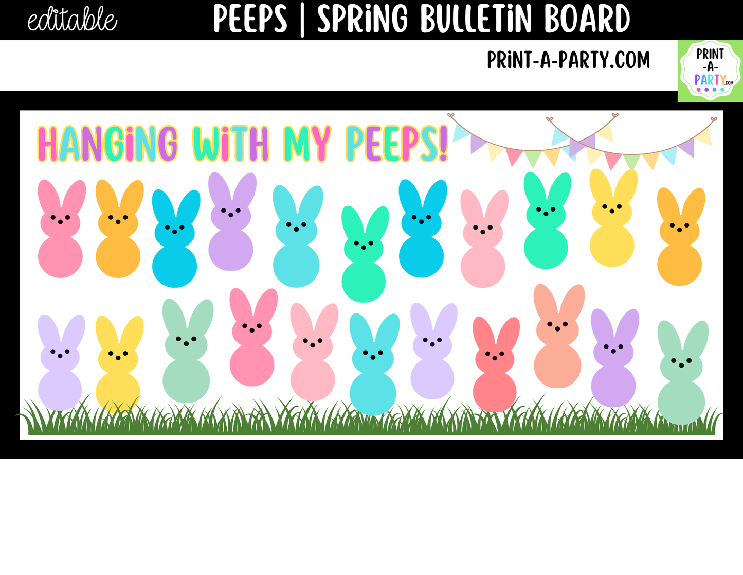 Peeps Spring Bulletin Board Kit | Classroom Door Decor, Editable Peeps, Printable Spring Bulletin Board Display