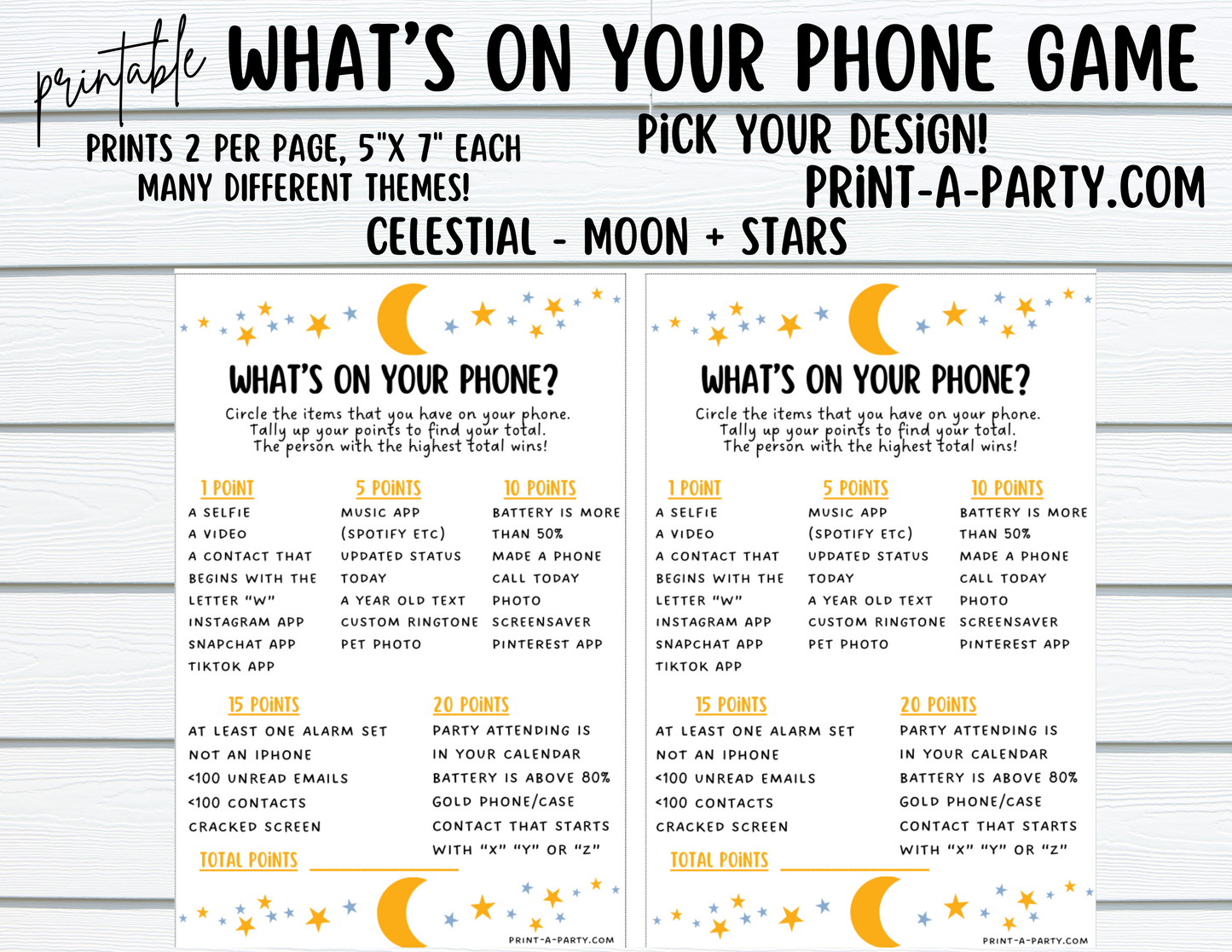 WHAT'S ON YOUR PHONE? | Game Printable | 2 games per page | Birthday Game | Party Game | School Game | Instant Download