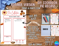 DIY Cookbook | PIE Recipe Collection | PRINTABLE OR EDITABLE | Planner and Binder Size | Meal Plan | Planner Recipes | Binder Recipes