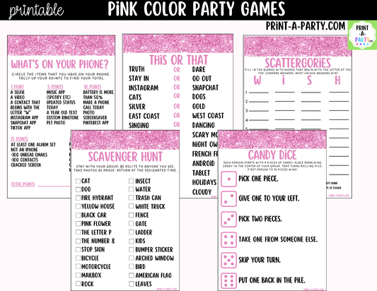 Pink Party Games Printable