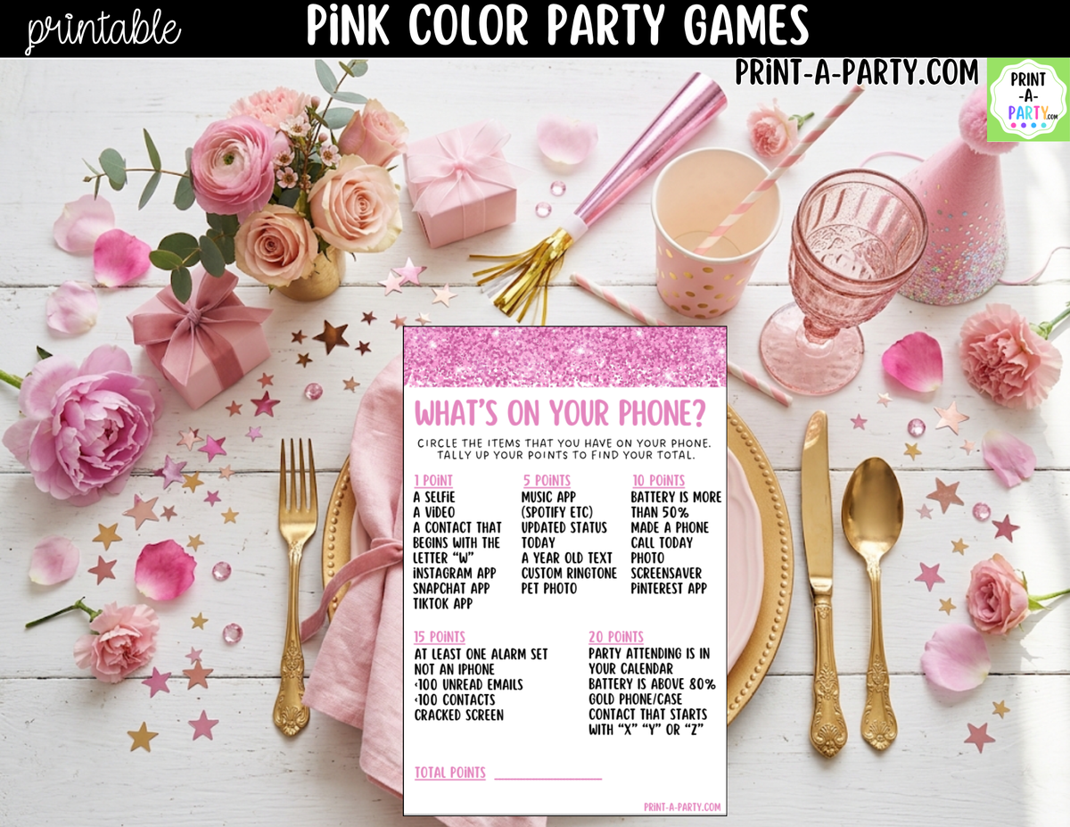 Pink Party Games Printable