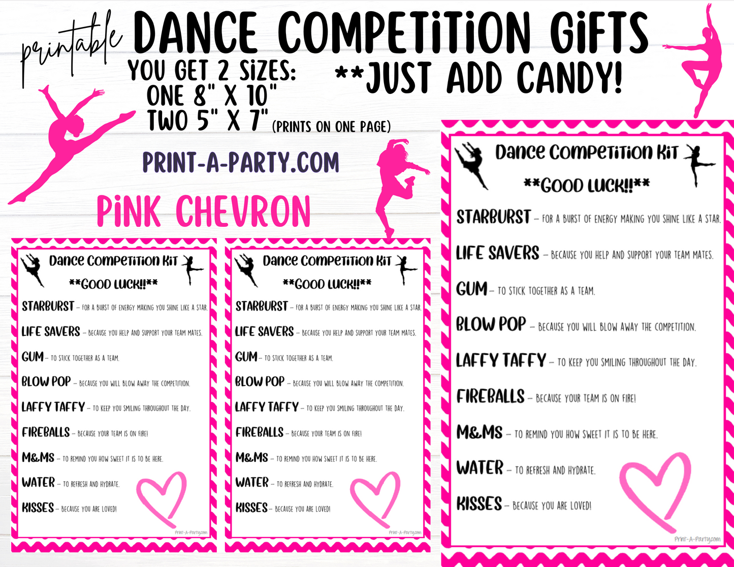 DANCE Competition Gift | Candy Gram Kit Letter | Dance Contest | Chevron | Dance Gifts - INSTANT DOWNLOAD