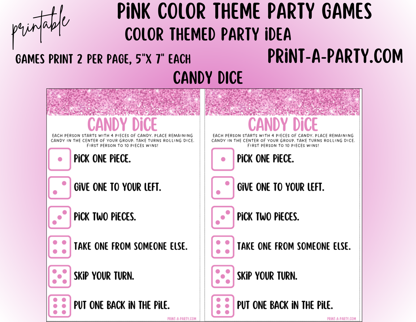 GAMES: COLOR PARTY PINK THEME | Color Party | Pink Party Games | Pink Party Ideas | INSTANT DOWNLOAD