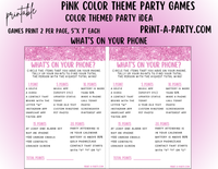 GAMES: COLOR PARTY PINK THEME | Color Party | Pink Party Games | Pink Party Ideas | INSTANT DOWNLOAD