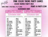 GAMES: COLOR PARTY PINK THEME | Color Party | Pink Party Games | Pink Party Ideas | INSTANT DOWNLOAD
