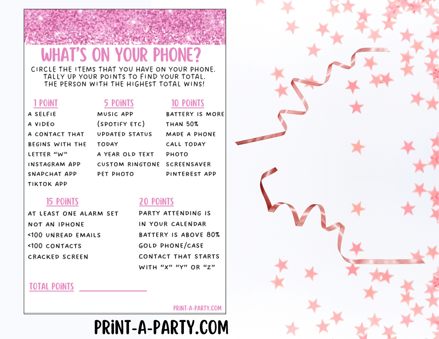 GAMES: COLOR PARTY PINK THEME | Color Party | Pink Party Games | Pink Party Ideas | INSTANT DOWNLOAD